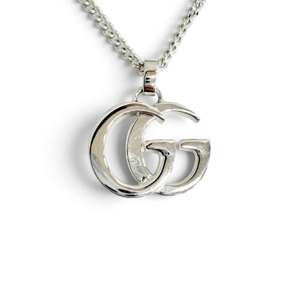 GUCCI 814914 Double G Pendant Necklace, AG925, Current Model, Approx. 55cm Le...